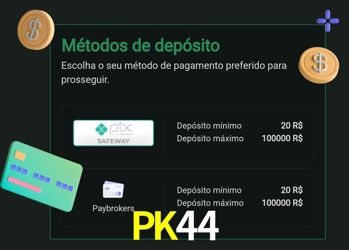 O cassino PK44 oferece uma grande variedade de métodos de pagamento